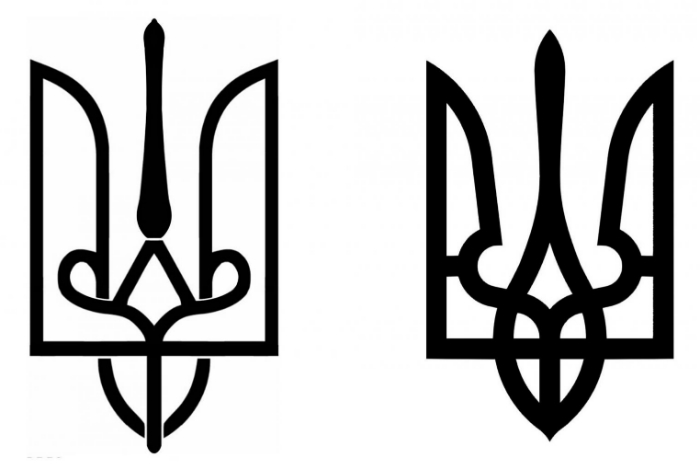 Герб держави Святого Володимира (зліва) і Тризуб